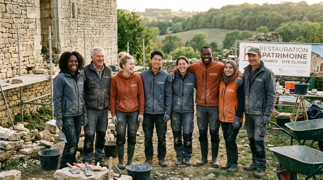 Groupe de bénévoles lors d'une mission de terrain à Capestang